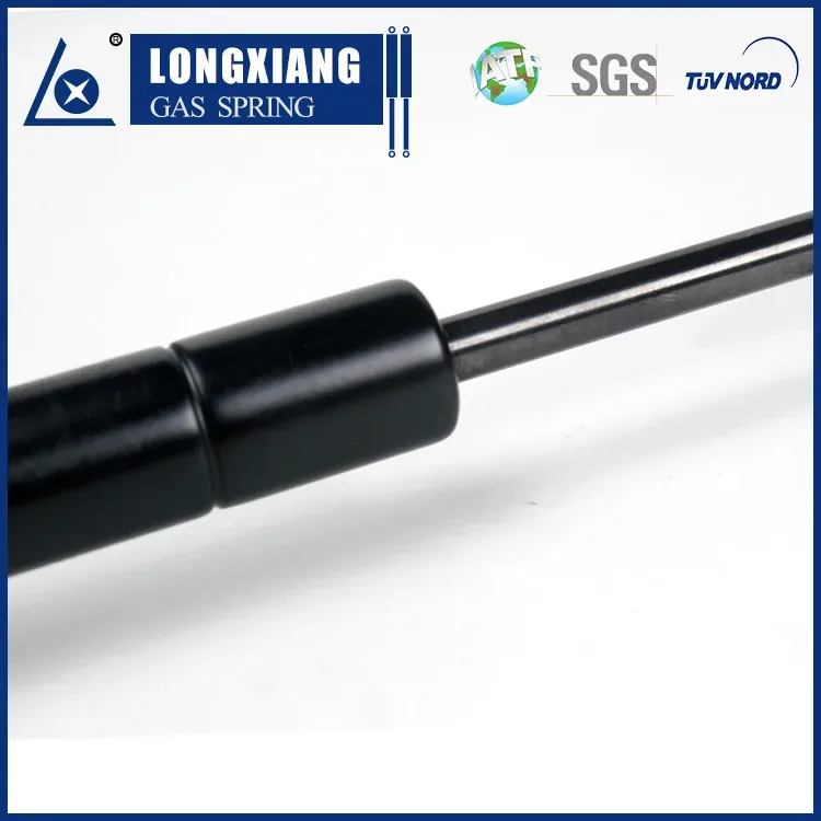 Gas spring tube end and piston rod close-up